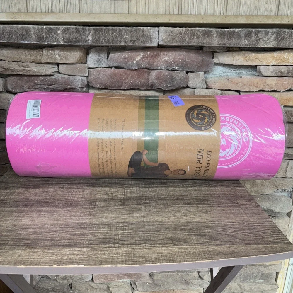 Thick Pink NBR Foam Yoga Mat Eco Friendly W/ Carry Strap 72x24